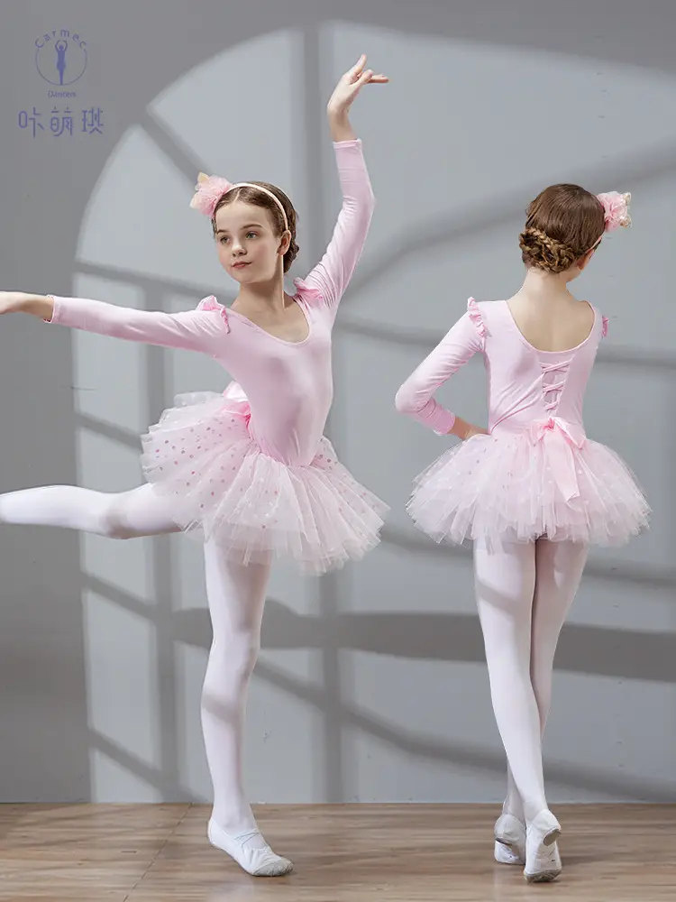 Women's Pink Chinese Dance Tights Back Bow Ballet Skirt - Image 8
