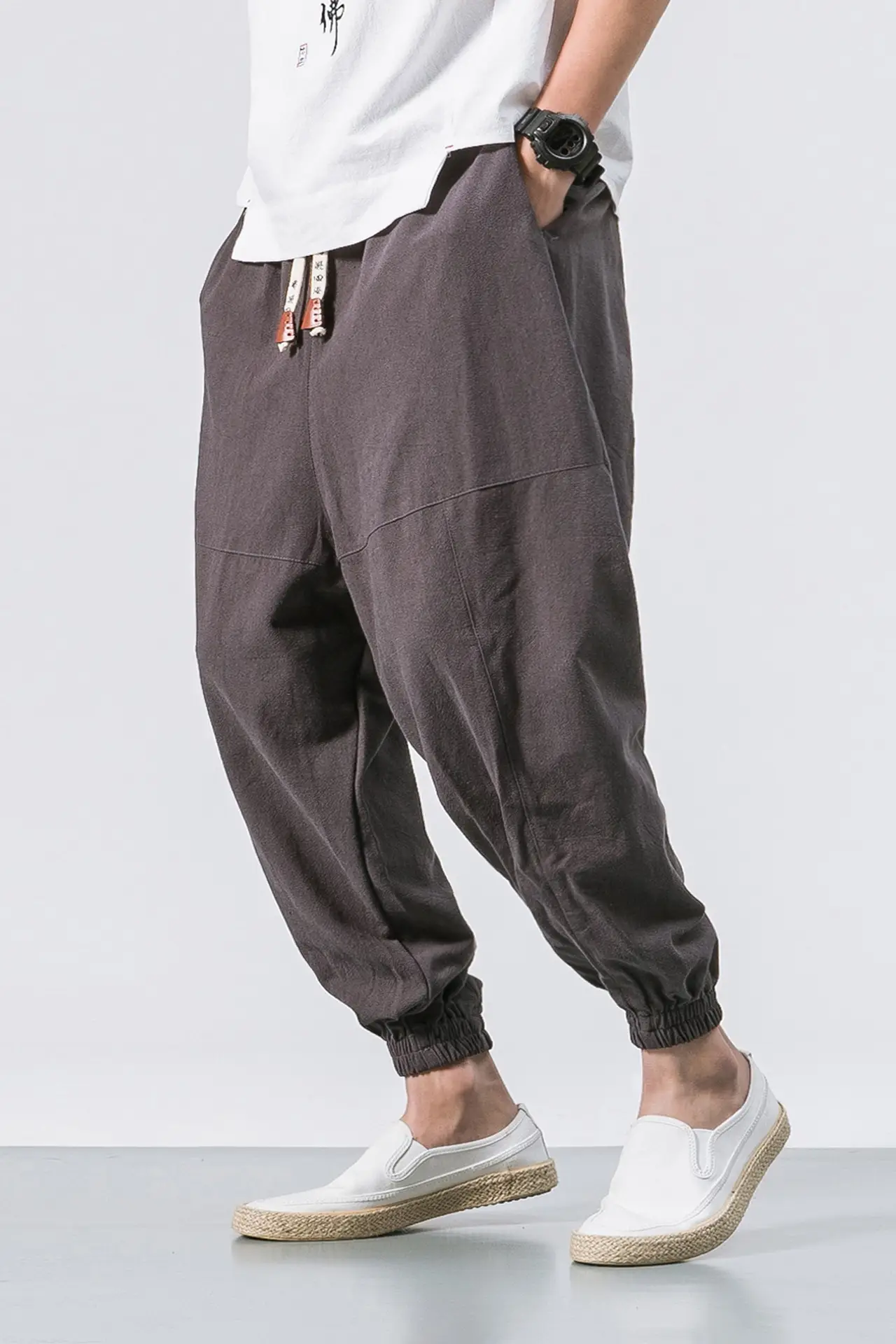 Men Linen Pants Casual Loose Solid Color - Image 8