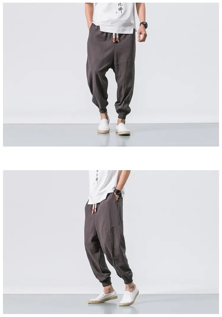 Men Linen Pants Casual Loose Solid Color — feature 10