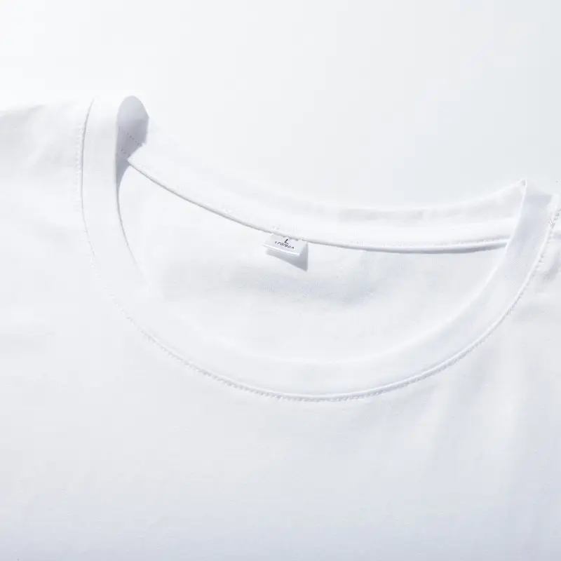Men Cotton T-Shirt White Black Light Gray Thin Solid - Image 5