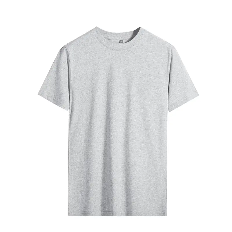Men Cotton T-Shirt White Black Light Gray Thin Solid - Image 2
