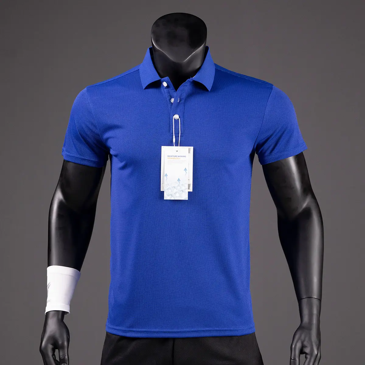 Gray Functional Sports Polo Shirt with Deodorant Tag