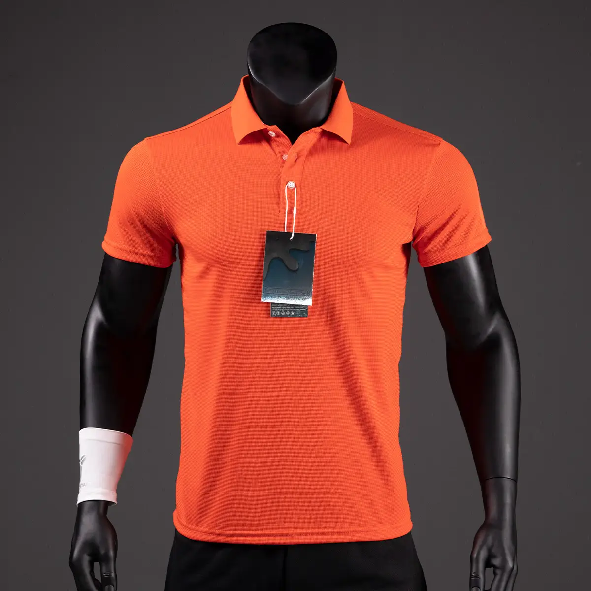 Gray Functional Sports Polo Shirt with Deodorant Tag