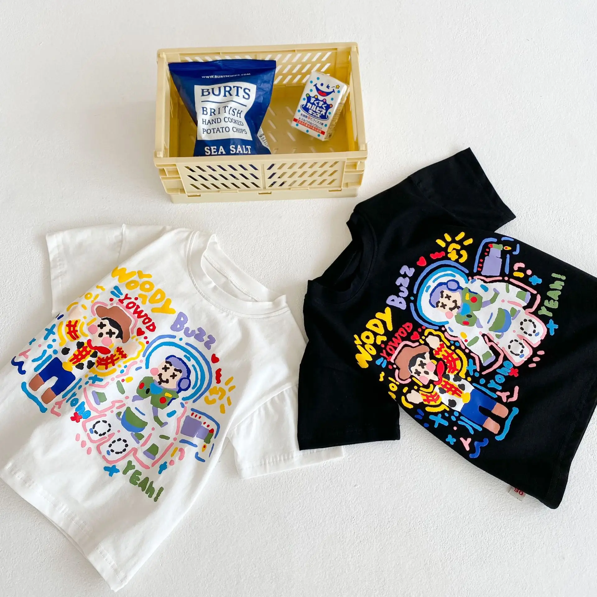 Zhili Kids Cartoon Cotton Shorts Set Black White - Image 4