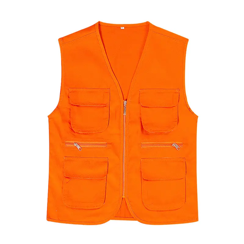 Children's Orange Printed Volunteer Vest with 4 Pocket