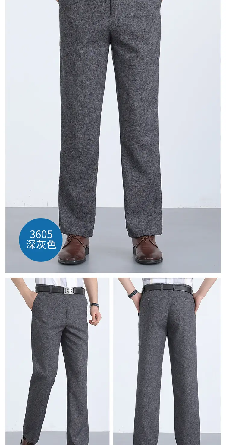 Men Ice Silk Linen Grey High Waist Pants — feature 11