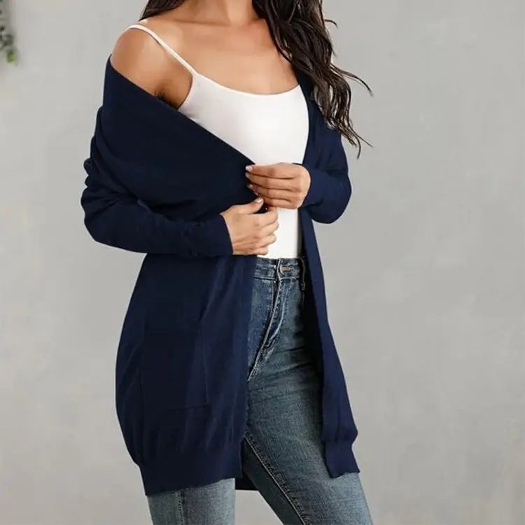 Women's Black Long Sleeve Knitted Cardigan Sweater - Image 6