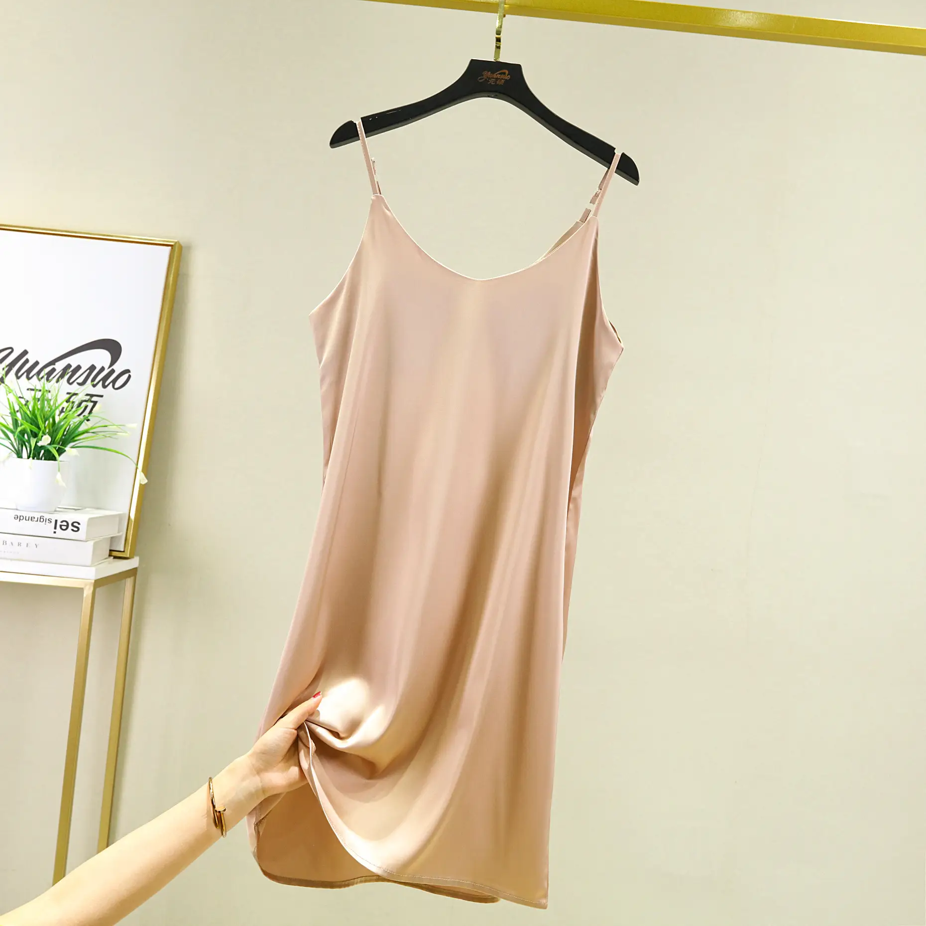 Black Satin Long Dress Korean Style Off-Shoulder Sexy Base Skirt - Image 3