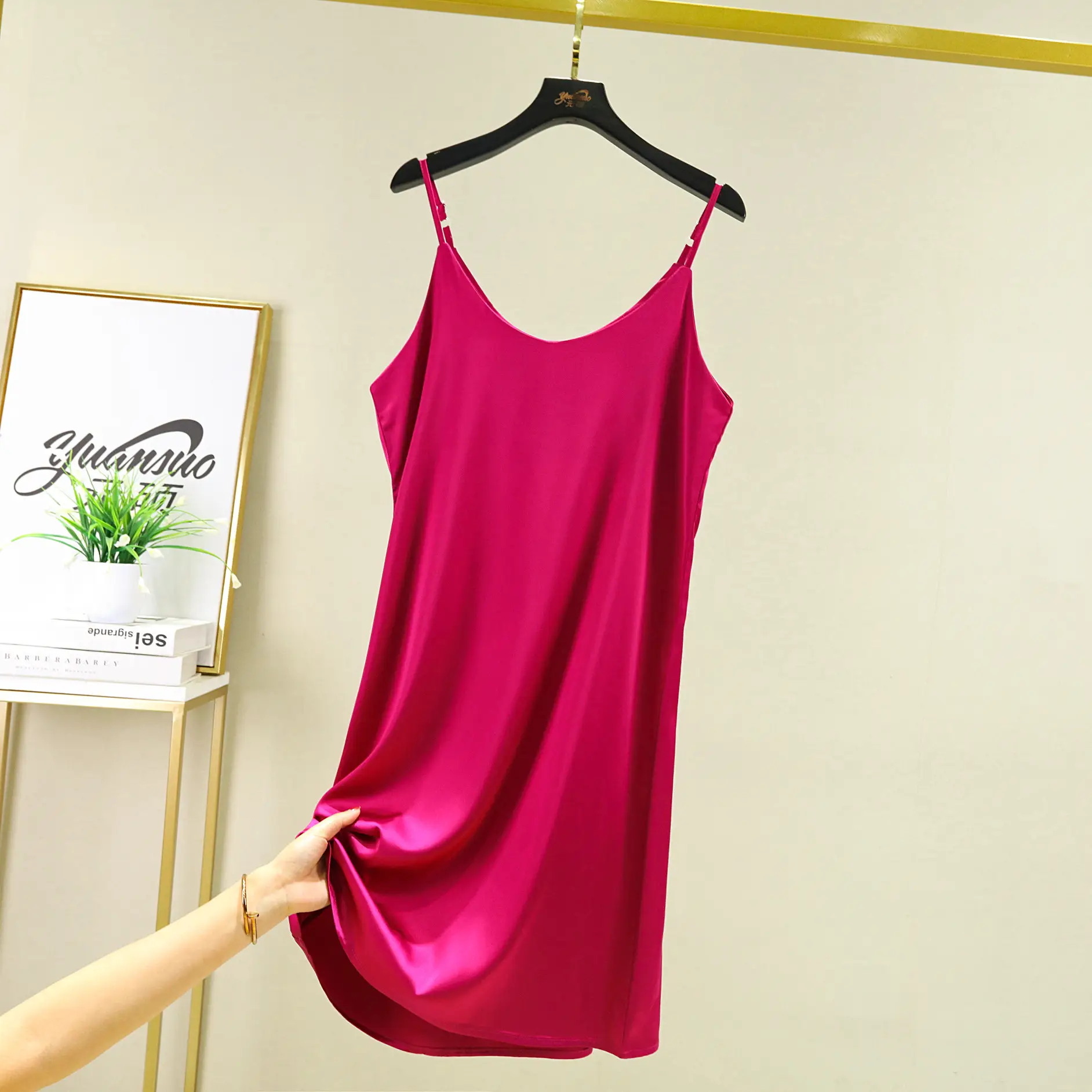 Black Satin Long Dress Korean Style Off-Shoulder Sexy Base Skirt - Image 7