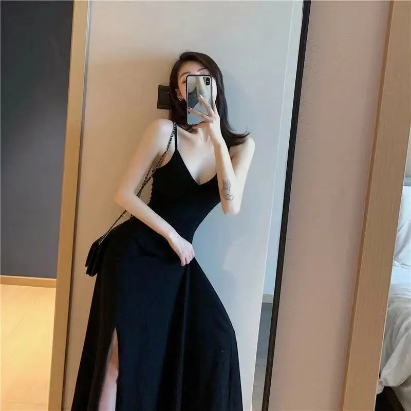Red V-Neck Long Backless Dress for Women — feature 4