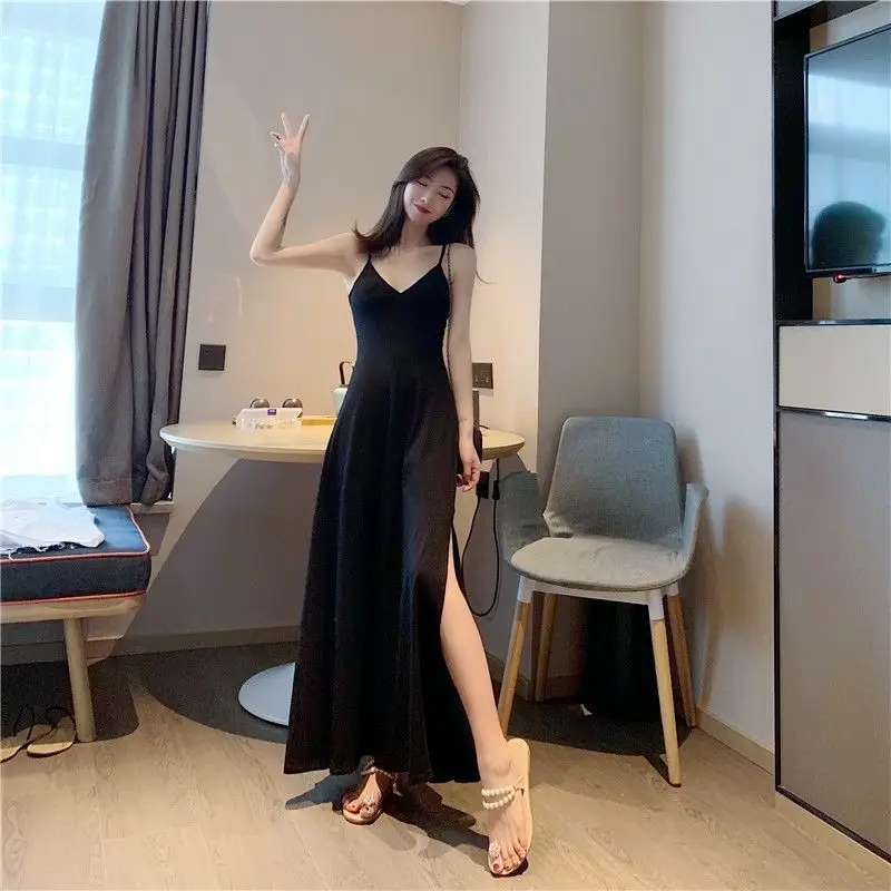 Red V-Neck Long Backless Dress for Women — feature 7