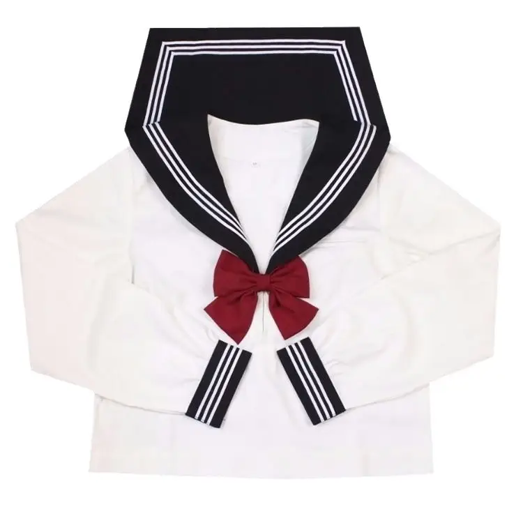 White Sailor Suit School Uniform Skirt with Red Bow