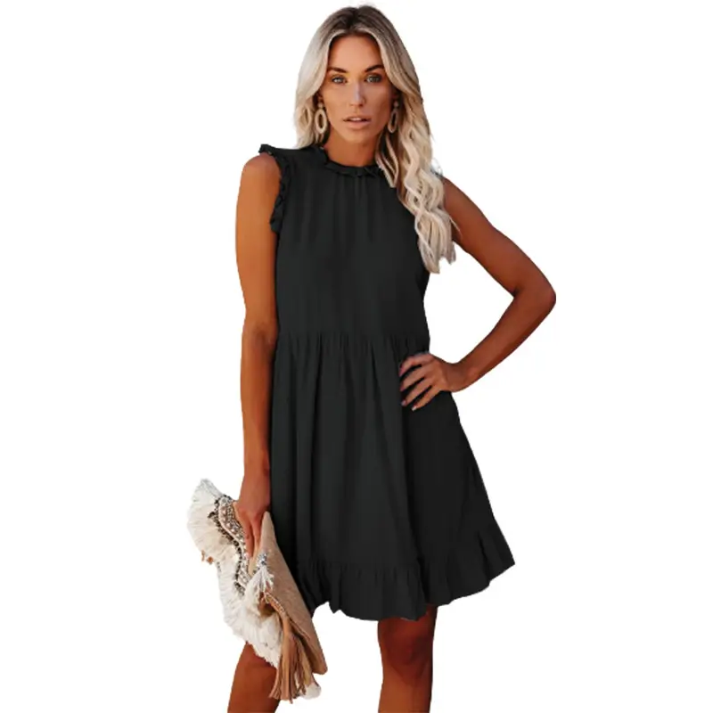 Women's Grey Ruffled Waist Summer Dress - Image 8