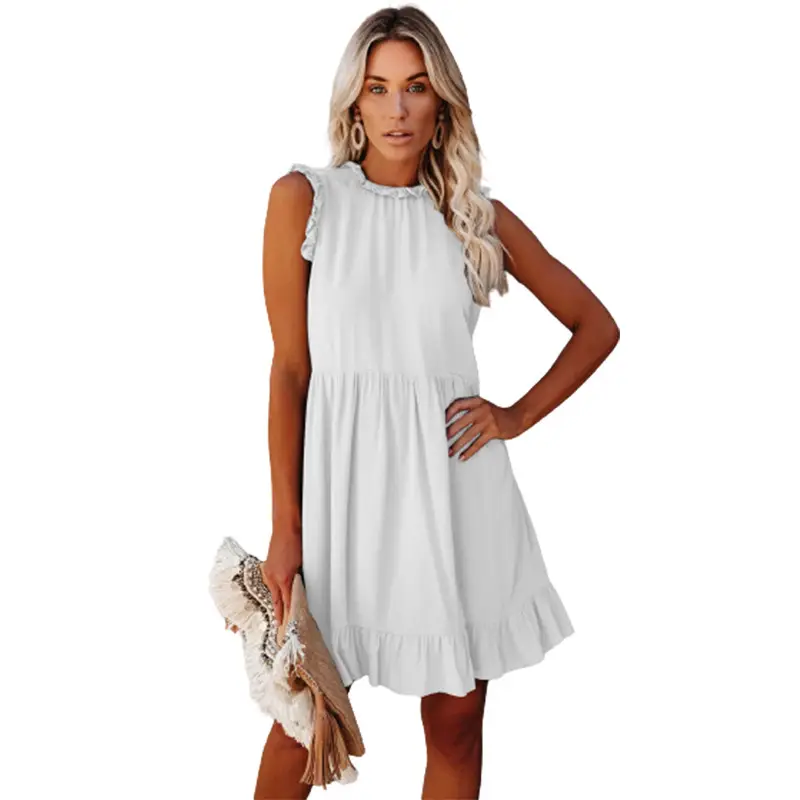 Women's Grey Ruffled Waist Summer Dress - Image 9