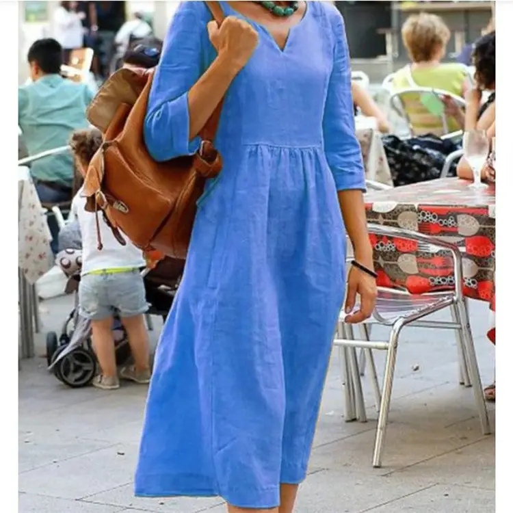 2021 Casual Pink Long Sleeve Dress Large - Image 3
