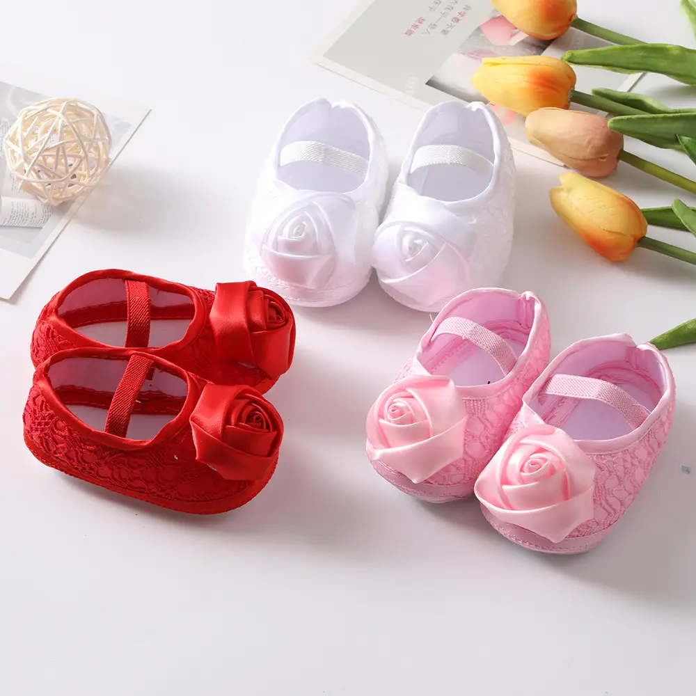 Pink Rose Baby Headband & Shoes Set 0-6 Months