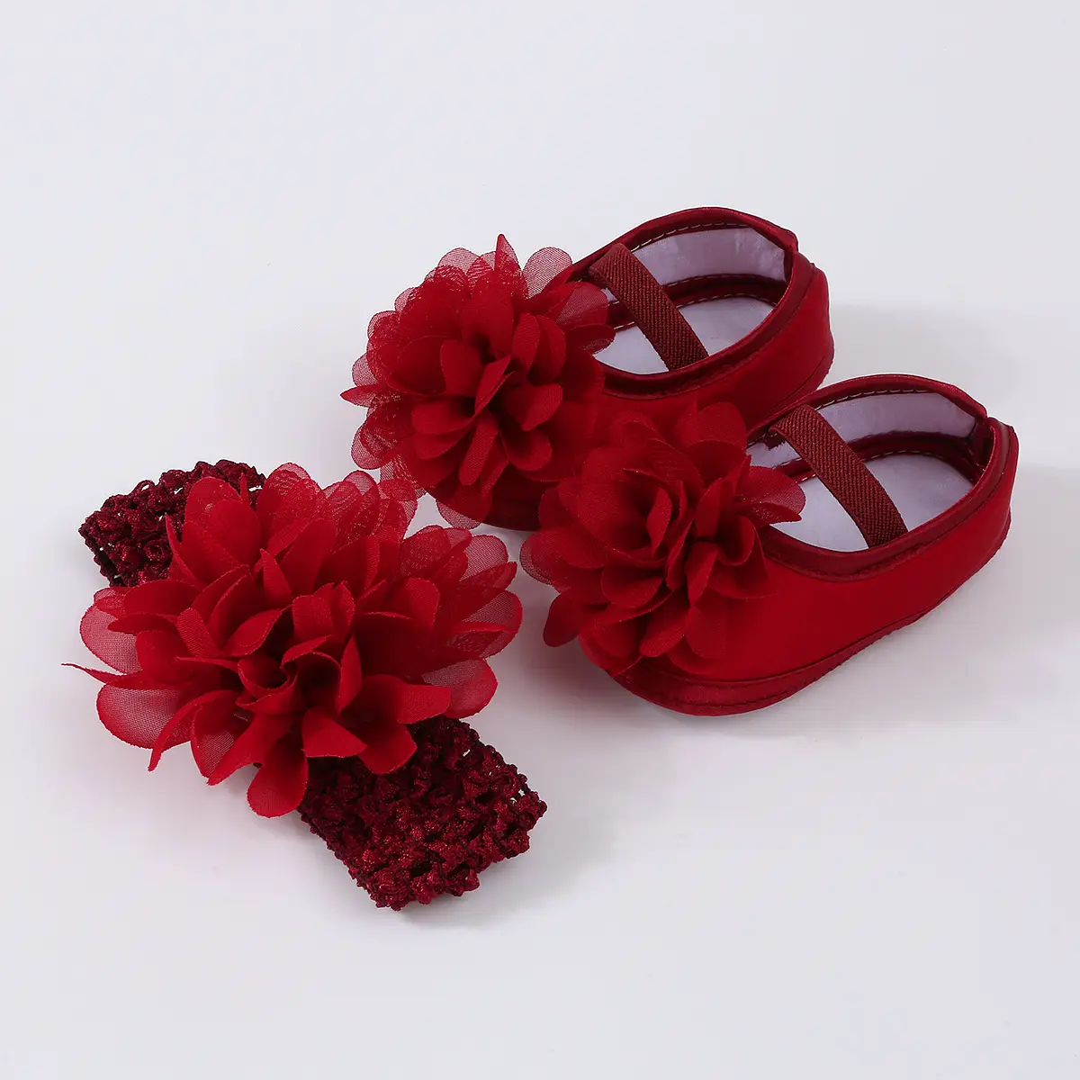 Red Floral Anti-Slip Baby Shoes for Newborns