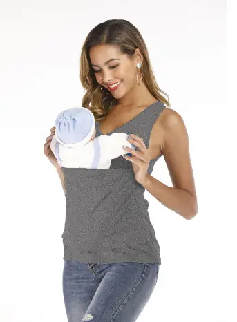 Women's Blue Kangaroo T-Shirt with V-Neck Design - Image 11