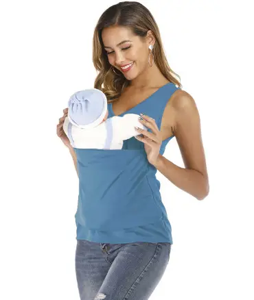 Women's Blue Kangaroo T-Shirt with V-Neck Design - Image 13