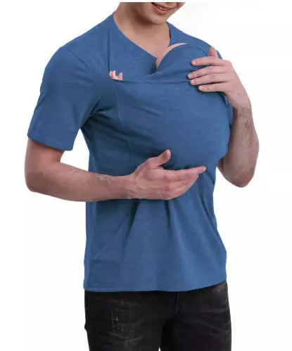 Women's Blue Kangaroo T-Shirt with V-Neck Design - Image 17