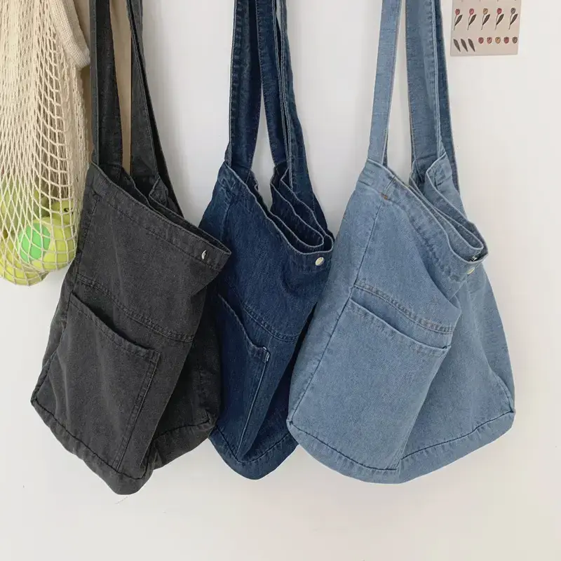 Women Denim Shoulder Bags Large Capacity School Crossbody