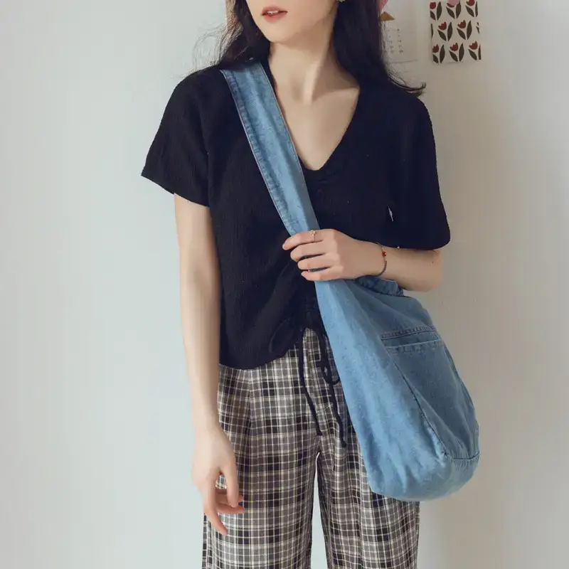 Women Denim Shoulder Bags Large Capacity School Crossbody