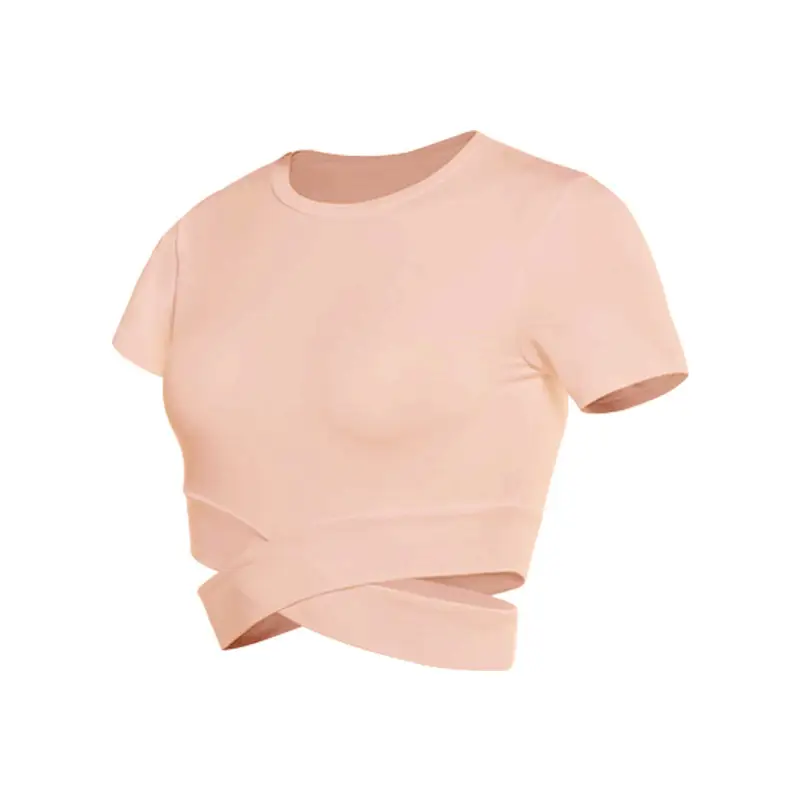 Women's Pink Crossbody T-Shirt with Twist Design - Image 6