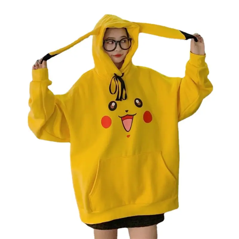 Japanese Anime Pikachu Hooded Sweater 190g Green - Image 9