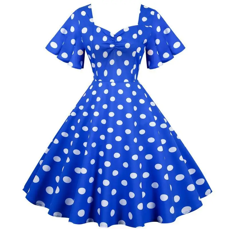 Red Polka Dot 50s Waist Slimming Dress for Girls - Image 2