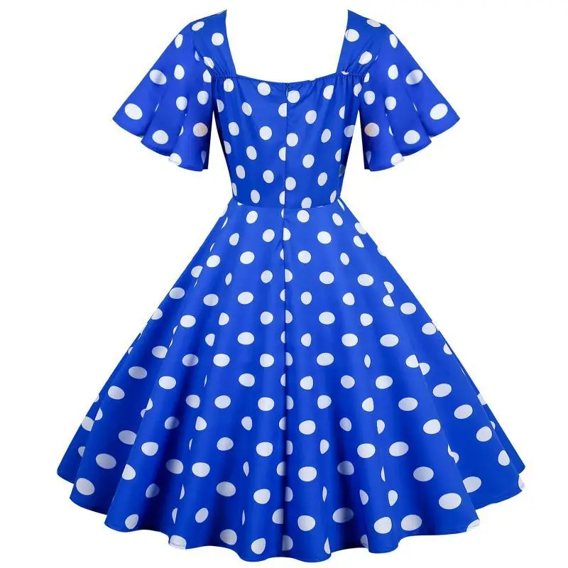 Red Polka Dot 50s Waist Slimming Dress for Girls — feature 12