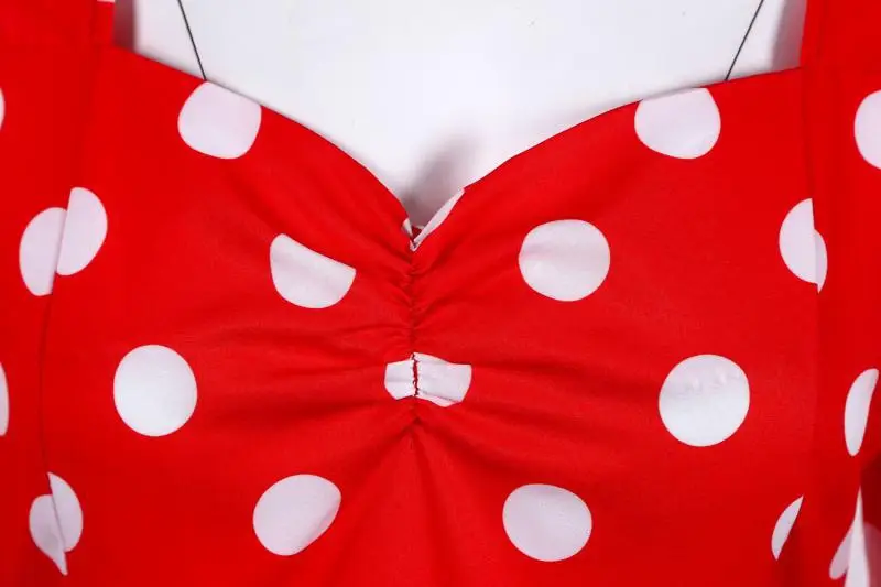 Red Polka Dot 50s Waist Slimming Dress for Girls — feature 27