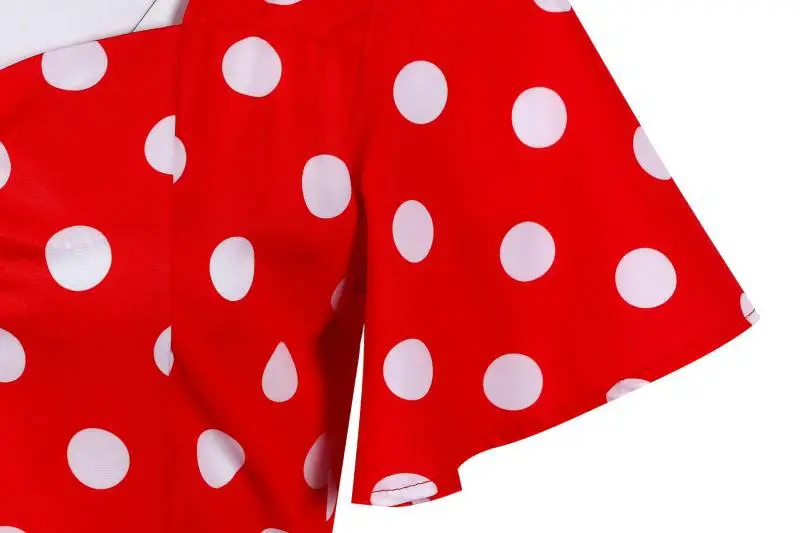 Red Polka Dot 50s Waist Slimming Dress for Girls — feature 28