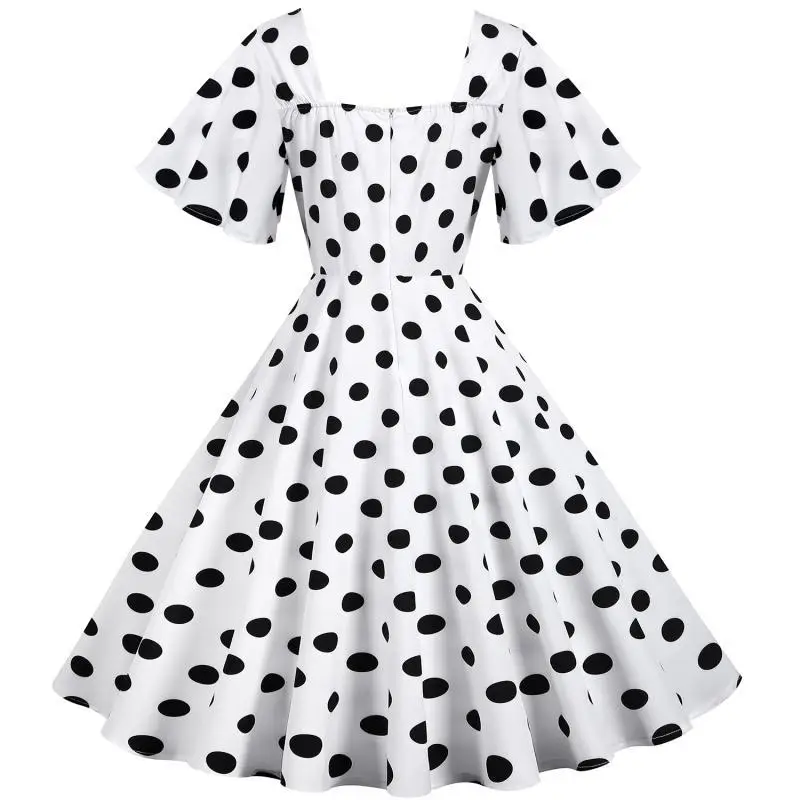 Red Polka Dot 50s Waist Slimming Dress for Girls — feature 33