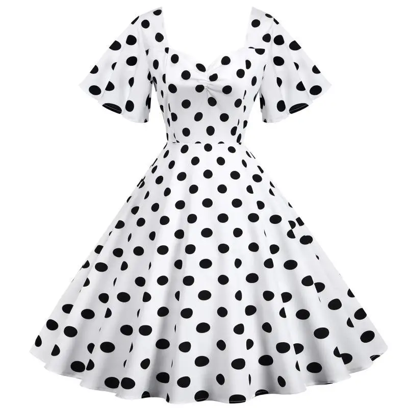 Red Polka Dot 50s Waist Slimming Dress for Girls - Image 5