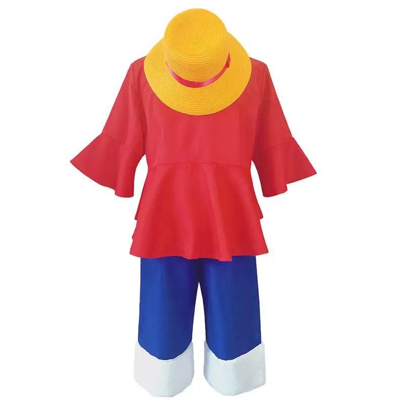Luffy One Piece Cosplay Suit Yellow Hat Blue Pants - Image 5
