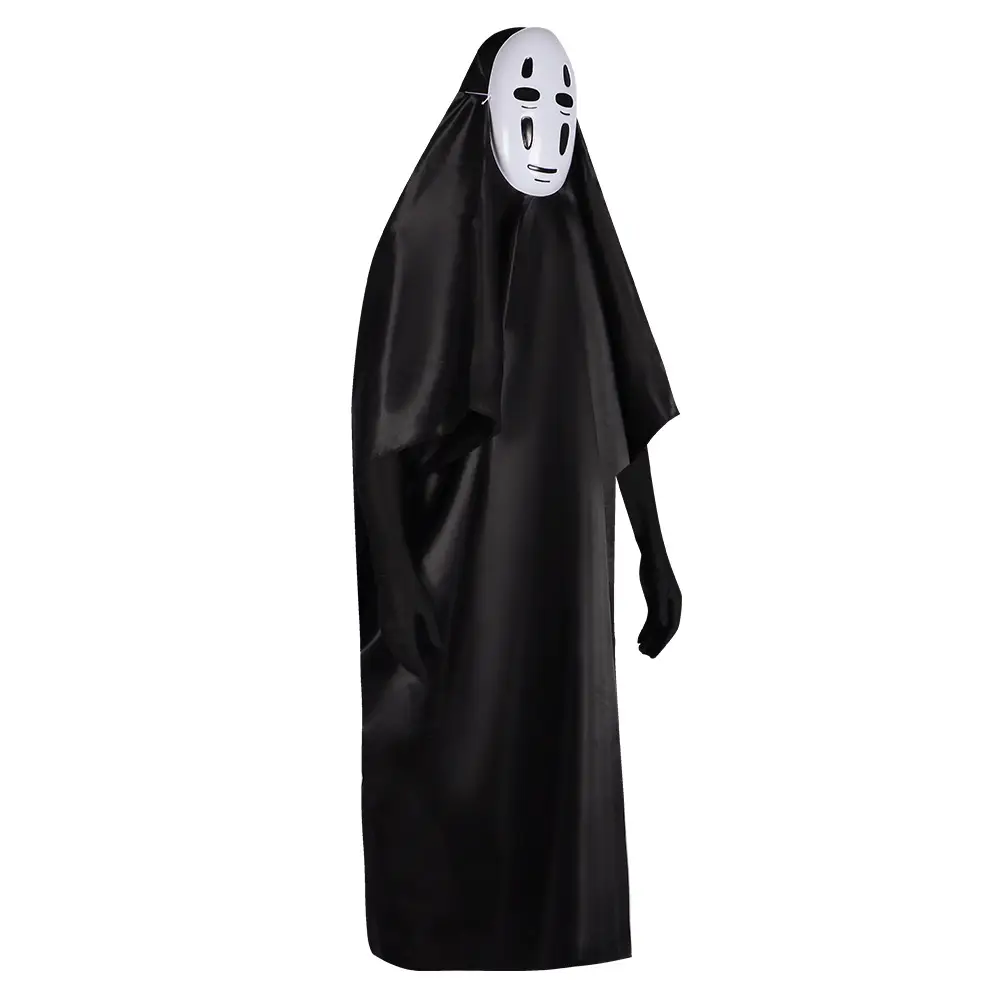 Ghost Mask & Black Cloak Cosplay Costume for Men Women