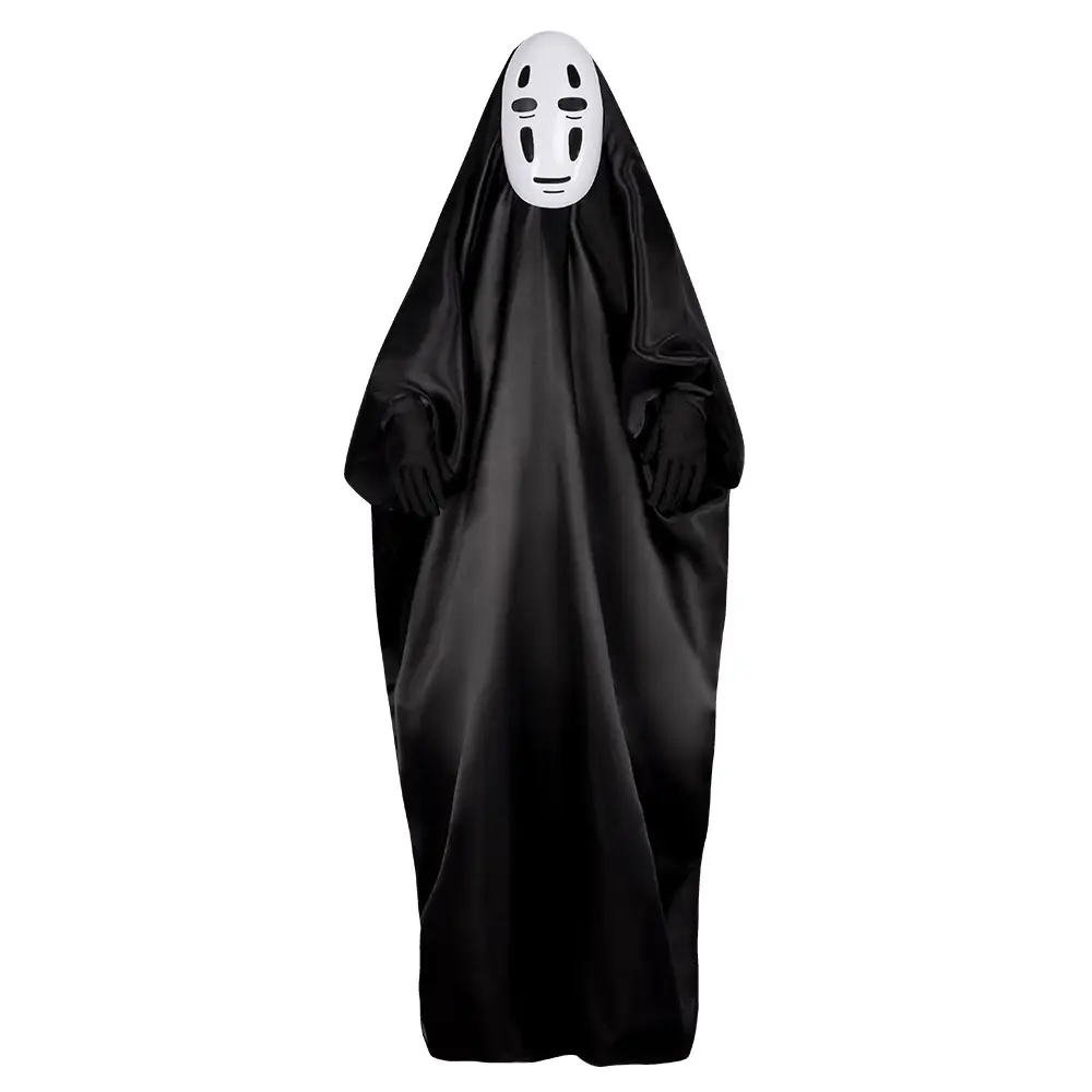 Ghost Mask & Black Cloak Cosplay Costume for Men Women
