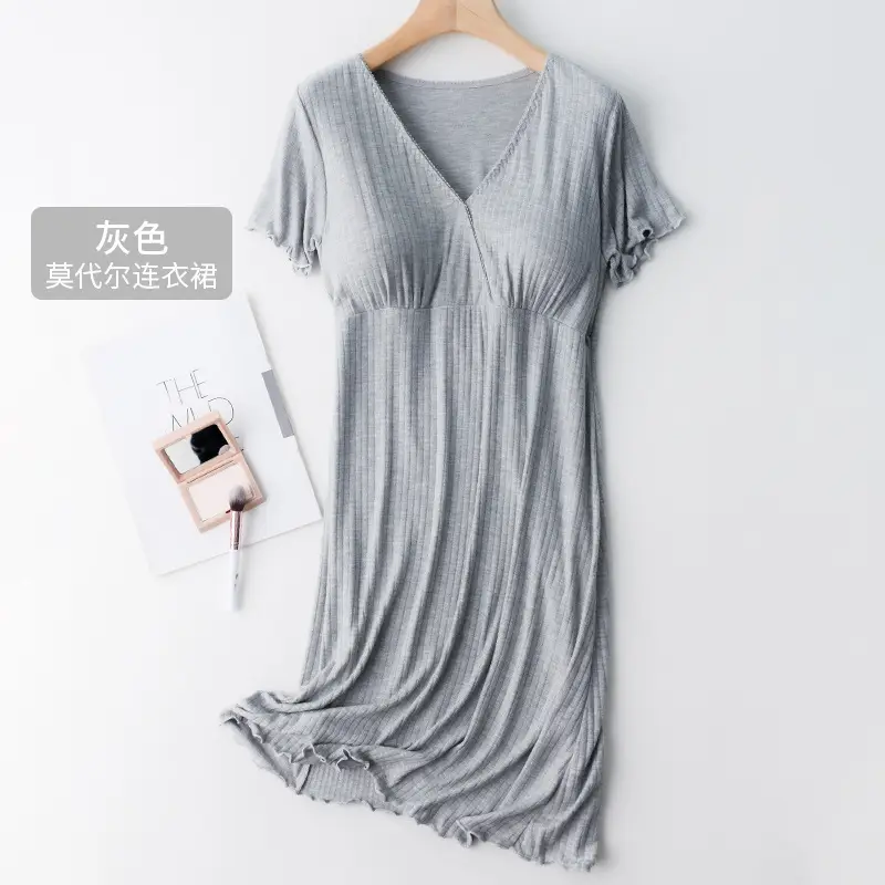 Maternity Dress Blue V-Neck Summer Nursing Wear - Image 7