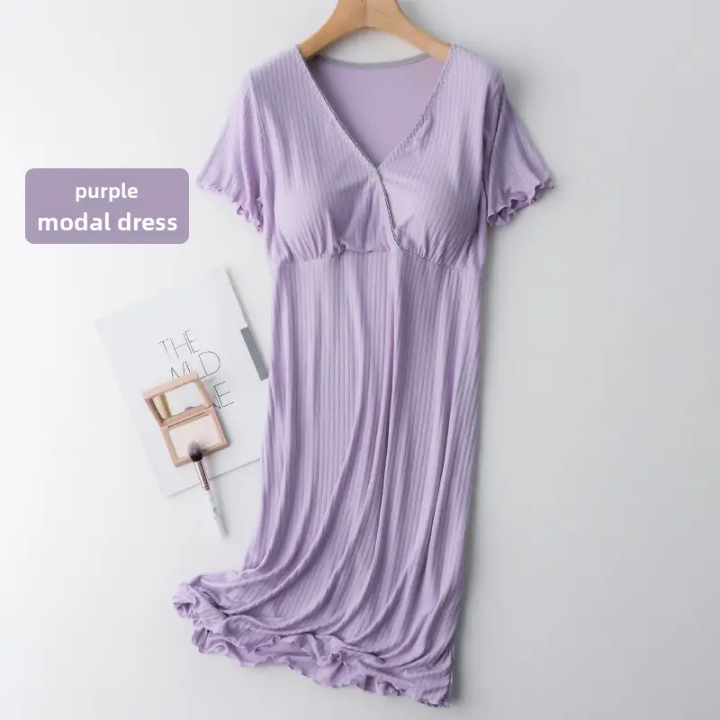 Purple Modal Nightdress for Pregnant Women - Image 13