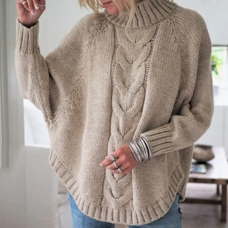 Women's Knitted Sweater Yellow Loose Sleeve Autumn Winter - Image 9