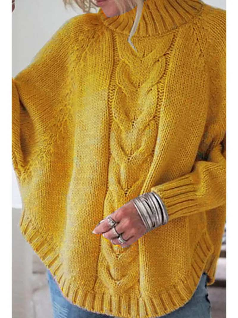 Women's Knitted Sweater Yellow Loose Sleeve Autumn Winter — feature 13