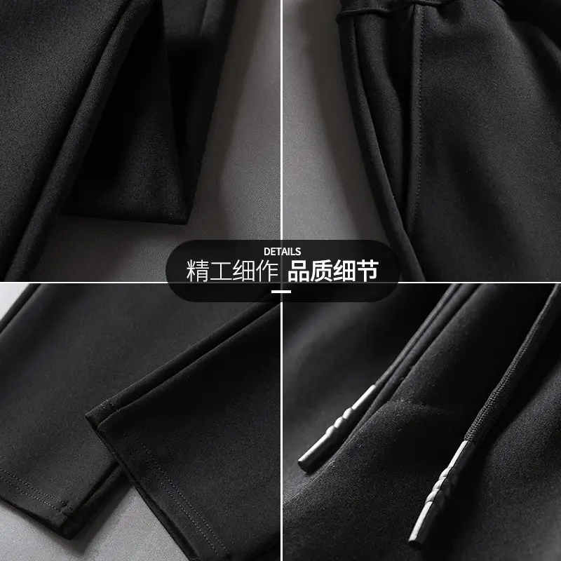 Men Black Slim Fit Straight Pants Large - Image 5