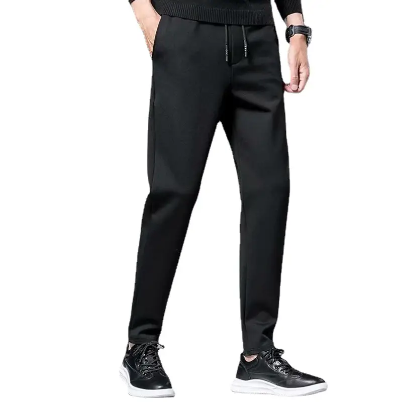 Men Black Slim Fit Straight Pants Large - Image 6