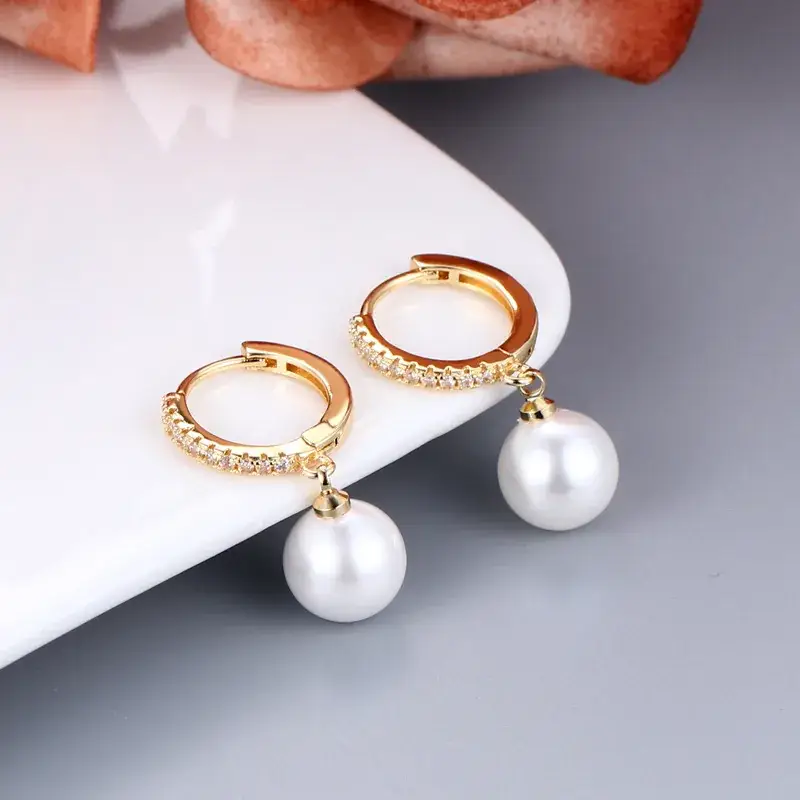 Cross-Country Pearl Earrings with Diamond Studs - Image 2