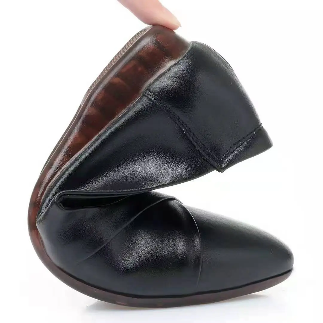 Beef Sole 2021 Spring and Autumn Mother Shoes Soft Sole Summer Four Seasons Single-layer Shoes Comfortable Shallow Mouth Flat Leather Shoes Middle-aged and Elderly Women's Shoes