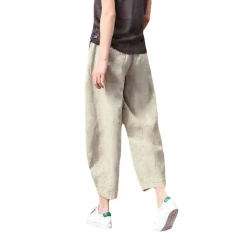 Women's Black Elastic Waist Wide Leg Pants Slimming Casual