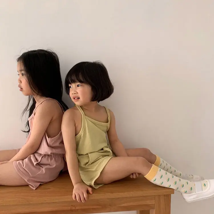 Girls Cotton 3-Piece Summer Set Brown