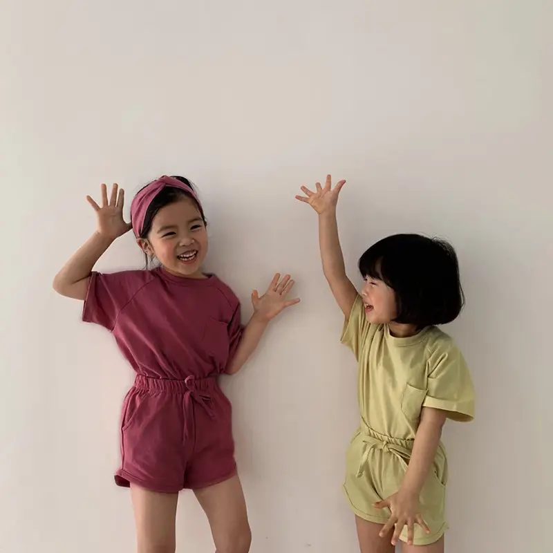 Girls Cotton 3-Piece Summer Set Brown
