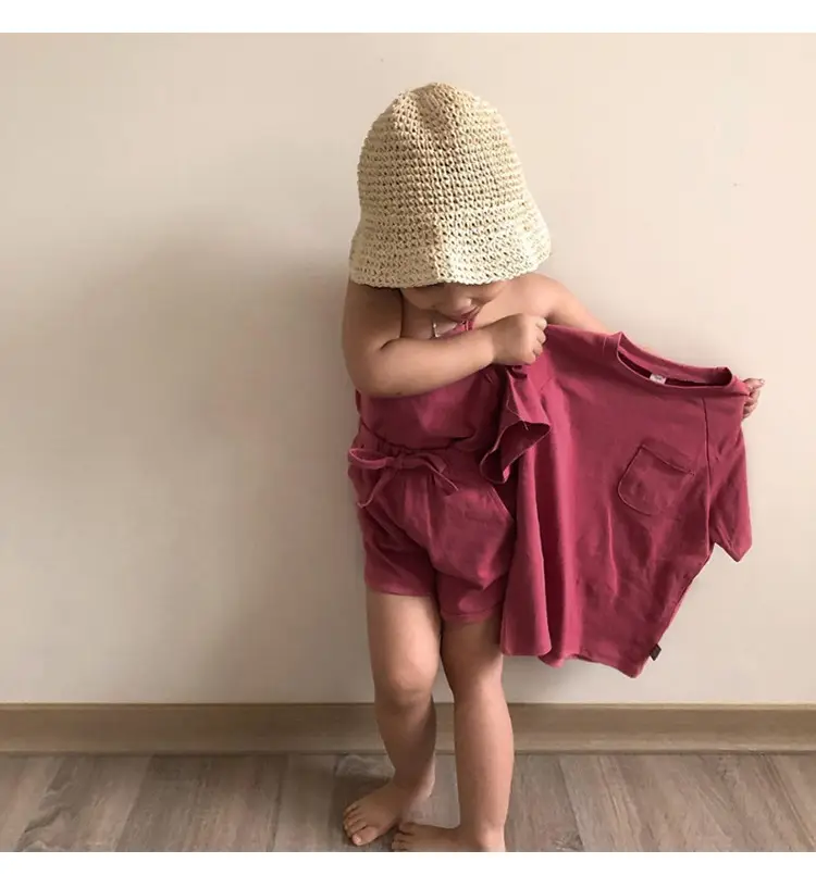 Girls Cotton 3-Piece Summer Set Brown — feature 6