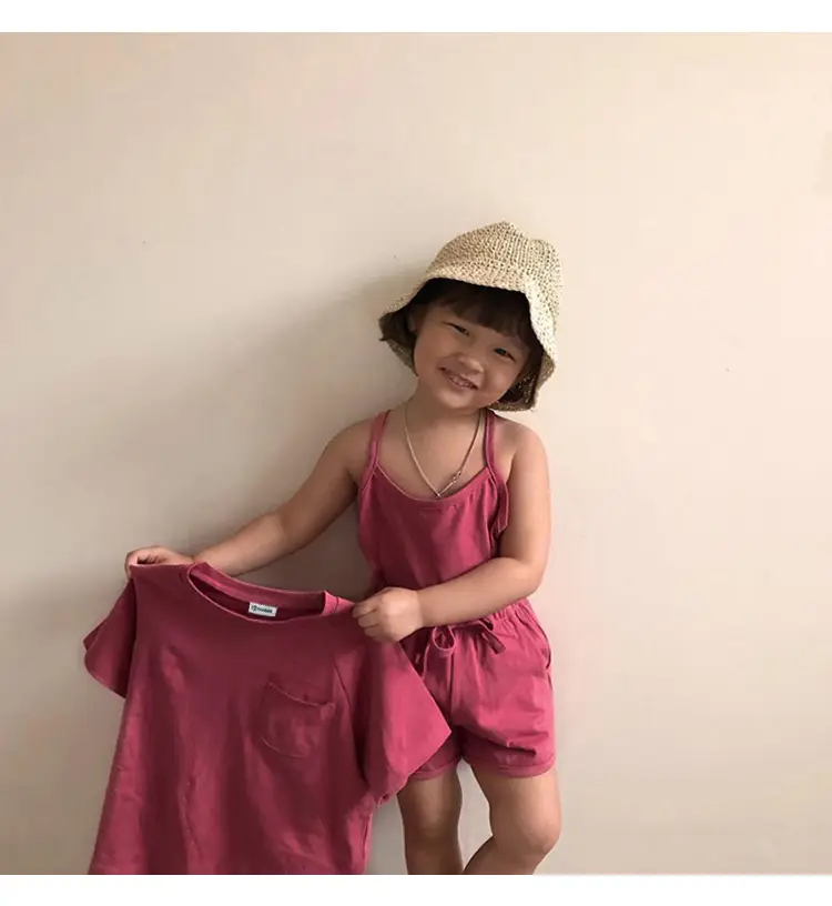 Girls Cotton 3-Piece Summer Set Brown — feature 7